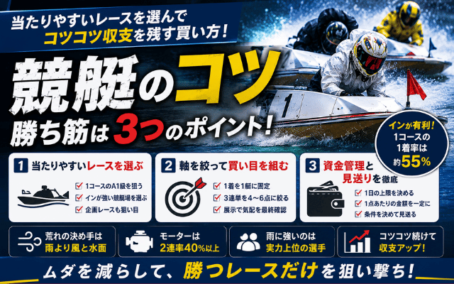 競艇予想のコツとは?当たりやすいレースを選んでコツコツ収支を残す買い方画像